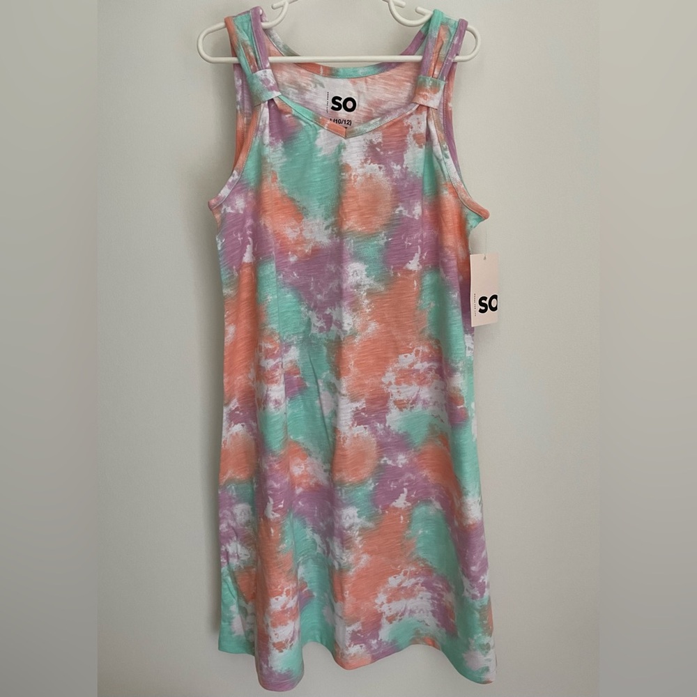 NWT | SO | Pastel Tie-Dye Knot Strap Tank Dress for Girls | L (10-12)